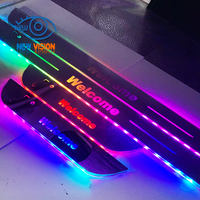 Projecteurs de bienvenue intelligents double fonction pour voiture : projecteur de logo personnalisé + plaques de seuil de porte LED RGB en acrylique avec chargement USB