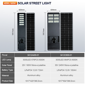 <span class=keywords><strong>Farola</strong></span> <span class=keywords><strong>Solar</strong></span> LED <span class=keywords><strong>Profesional</strong></span> para Carreteras, Impermeable IP65, 400w 600W, Aleación de Aluminio, Todo en Uno - Product Image 3