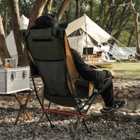 Chaise de camping pliante ultralégère à dossier haut avec appui-tête réglable et accoudoirs, poche latérale, 100 kg, MoonChair pour la randonnée, le pique-nique, la plage