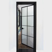 Portes françaises en aluminium à double battant, vitrées, résistantes au feu, étanches, finition intérieure moderne, taille personnalisée, ouverture latérale