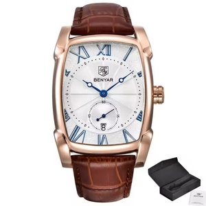 Relojes de pulsera para hombre BENYAR 5114 con correa de cuero, reloj informal para hombre, resistente al agua, marca de relojes de cuarzo, correa de cuero y aleación. - Product Image 1