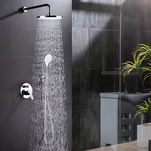 Juego de Ducha Termostática de Acero Inoxidable <span class=keywords><strong>INTERLAN</strong></span> CS-818 Negro y Dorado, Grifo Mezclador de Baño Montado en la Pared con Acabado Pulido y Lluvia, ¡Venta Caliente! - Product Image 6