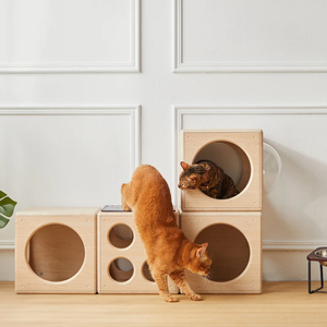 Rascadores de cubo de gato de madera apilables de Vietnam y rascadores de tablero con agujero redondo para esconder gatos - Product Image 5