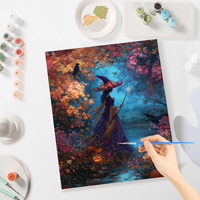 CHENISTORY Peinture par numéros DIY, motif Sorcier d'Halloween, pour adultes, cadeau DIY, tableau mural, décorations pour la maison