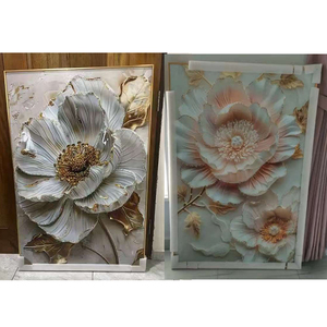 Nhà Máy Bán buôn hiện đại trừu tượng trắng tầng 5D kim cương pha lê sứ khung hình ảnh sang trọng tường nghệ thuật hoa trắng màu be - Product Image 6