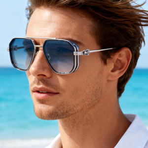 Lunettes de soleil Tb Noir pour hommes, monture carrée, en alliage de cuivre noir, verres PC UV400, emballage en boîte - Product Image 3