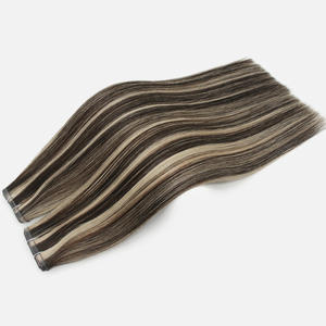 Extensioni per capelli invisibili con trama piatta da 100g, 100% capelli umani vergini russi, radici scure, Ombre Ash Blonde, le più vendute - Product Image 2