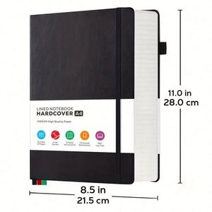 Carnet de journalisation grand format A4 à couverture rigide en cuir, reliure cousue, 320 pages, papier ligné 100 GSM, lignage collège, OEM/ODM - Product Image 2