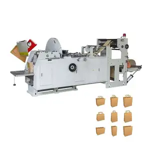 Wenzhou Tianyue Low Cost Voll automatische Multi-Type Shopping Lebensmittel Handtasche Popcorn Square Bottom Kraft Papiertüte Herstellung Maschine