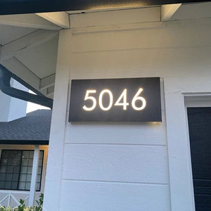 <span class=keywords><strong>Plaque</strong></span> de numéro de maison en acier inoxydable lumineux avec éclairage LED 3D en métal personnalisé - Product Image 2