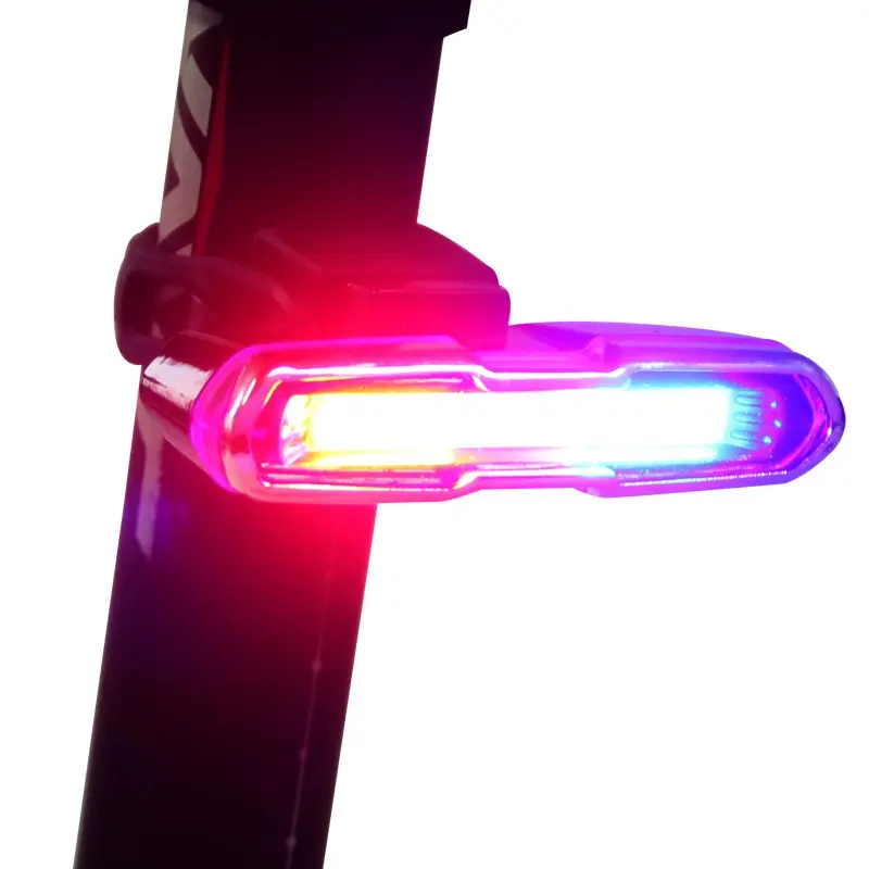 USB wiederauf ladbare Fahrrad leuchte LED Blau Rot Zweifarbige Temperatur Wasserdichtes Fahrrad Rücklicht Fahrrad leuchte mit Speicher funktion