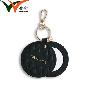 Luxury Private Label Custom Logo Round Makeup Double Sides Personalized PU Mini <b>Mirror</b> - Product Image 3
