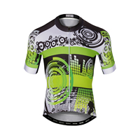Opvallend fruitgroen ritmisch grafisch fietsjersey Zomer dunne mesh shorts elastische manchetten avond stedelijk woon-werkverkeer lichtgewicht