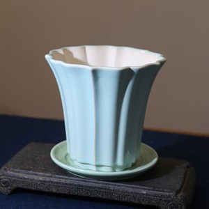 Maceta de Cerámica para Bonsái, Forma de Pétalo, Arcilla Blanca, Maceta de Escritorio para Orquídeas - Product Image 1