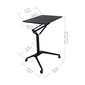 Remote Workers Manual 120Cm Computer Sit And Stand Height Adjustable Lift Standing Over Bed Side Table Tabletop