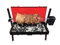 Barbecue portable pliable automatique rouge en acier inoxydable pour extérieur, rôtissoire à charbon de bois haut de gamme pour le camping