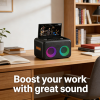 GENCE Enceinte Portable Compacte avec Écran Tactile Intelligent, LED RGB, Corps en Plastique, Entrée AUX, Système Audio HiFi pour Divertissement à Domicile
