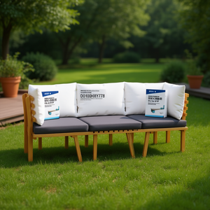 Set Lounge da Giardino Grigio Scuro e Bianco D0100HXY778, Divano a 3 Posti in Legno Massello, Arredamento da Esterno Stile Mid-Century - Product Image 2