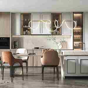 Armoires de cuisine modernes blanches sur mesure gratuites, ensemble de meubles durables avec évier et îlot de cuisine - Product Image 1
