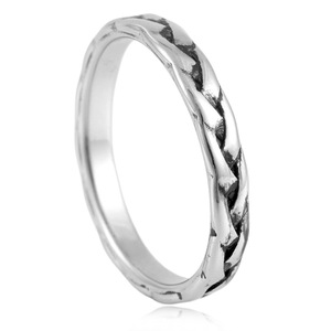 Titanium Steel Braided <b>Ring</b> Retro <b>Silver</b> Unisex Fashion <b>Ring</b> 30005 - Product Image 2