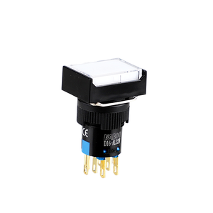 Interrupteur à bouton-poussoir autobloquant 16 mm avec LED IP54 en plastique et ABS 2NO2NC pour appareils domestiques et industriels - Product Image 1