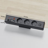 Multiprise de bureau Schuko EU à fixation par pince, 3 prises CA avec USB-C 20W PD et USB-A 18W à charge rapide, gain de place, fixation par pince en C pour bureau