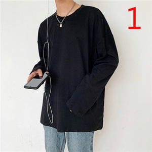 <span class=keywords><strong>T</strong></span>-<span class=keywords><strong>shirt</strong></span> a maniche lunghe a sezione 13924 sottile in cotone Top girocollo da <span class=keywords><strong>uomo</strong></span> abbigliamento autunnale ampio - Product Image 1