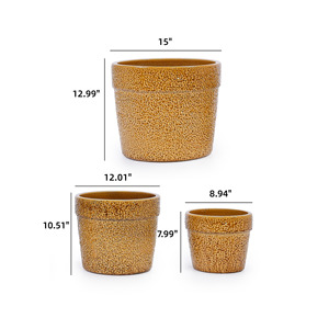 กระถางต้นไม้เซรามิกทำมือ ชุด 3 ใบ ขนาดใหญ่ สีเอิร์ธโทนเคลือบลายจุด สำหรับปลูกกล้วยไม้และต้นไม้ในร่ม วางบนขอบหน้าต่าง ขนาดเส้นผ่านศูนย์กลาง 15/12/9 นิ้ว - Product Image 2