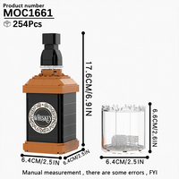 Ensemble de whisky en blocs de construction, modèle de bouteille et de verres décoratifs pour bar à domicile, ensemble de construction pour les amateurs de whisky