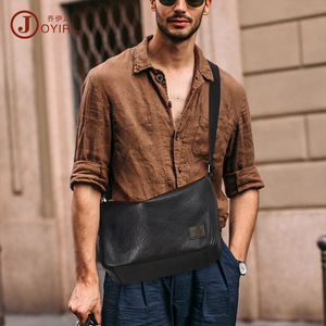 Joyir Men's Crossbody <b>Bag</b> Top Grain Cowhide Black Casual Shoulder <b>Bag</b> Everyday Outfits High Quality Summer 2023 - Product Image 2