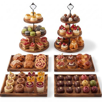 Plateaux à gâteaux multicouches en bois d'acacia avec logo personnalisé, table à desserts en bois pour fête