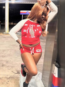 ホットプリント2ピースショーツセット長袖クロップトップショーツカジュアル2ピースセットストリートウェア - Product Image 4