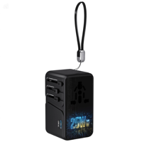 Adaptateur de voyage universel 3 ports Type-C + 1 port USB, adaptateur de voyage USB 20W GaN, charge rapide GaN, prise internationale