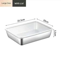 Plateau carré en acier inoxydable avec couvercle pour dropshipping transfrontalier, boîte rectangulaire, plateau de préparation de cuisine, plateau à fond plat pour la maison