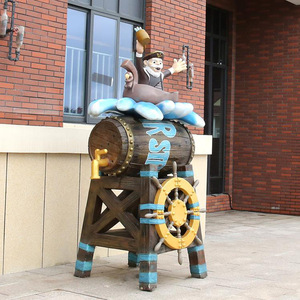 Resin <b>Pirate</b> Barrel Sculpture Cartoon Figure Outdoor Floor Mount Decorative <b>Art</b> Piece - Product Image 2