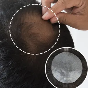 Lado ou Voltar Cabelo Humano Patch Toupee Para Homens Super Fino Pele Completa PU Mens Hairpiece Cobrindo Careca Manchas Na Cabeça Lados ou Voltar