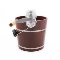 Machine à glace artisanale traditionnelle en bois de 4 QT, fonctionnement simple et mobile, application domestique, extérieure, ménage
