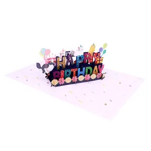 Winp sheng OEM Design 3d Katze Geburtstag Pop-up-Karte einzigartige Wünsche alles Gute zum Geburtstag Karte