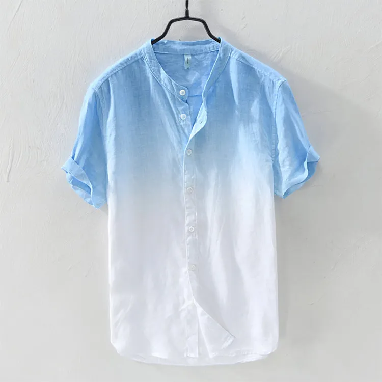 Quick Dry Mens Stand Collar Shirts Summer No Pocket Short Sleeve Mens Shirt Cheap Casual Shirts For Men