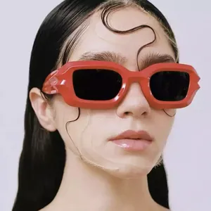 2024 Unique 3D Thick Frame Square Sunglasses Women Vintage Rectangle Sun Glasses Men UV400 Trend Fashion Inflate Style Eyewear