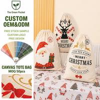 Sac de Noël en toile avec cordon de serrage, motif renne et flocon de neige, idéal pour cadeaux de Noël, prêt à la vente en gros
