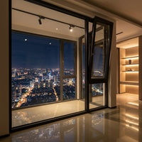 Fenêtre à battant et à bascule en aluminium ultra-mince de style européen, triple vitrage, verre Low-E, certifiée U-Value pour maison passive