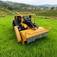 Débroussailleuse à fléaux diesel 4 temps robuste sur chenilles avec largeur de coupe de 800 mm, télécommandée, de qualité industrielle, pour vergers et fermes