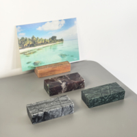 Porte-cartes de visite rectangulaire moderne en telazzo poli fait main, empilable et mobile, pièce unique, accessoire de décoration de bureau