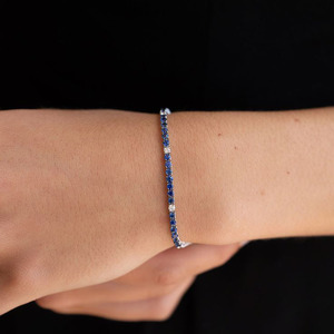 18K Vàng Mạ 3Mm 4Mm Kim Cương Màu Xanh Sapphire Tím <span class=keywords><strong>Ruby</strong></span> Màu Hồng Ngọc Lục Bảo Vòng Đeo Tay Bling Hip Hop Kim Cương Tennis Vòng Đeo Tay Cho Phụ Nữ - Product Image 2