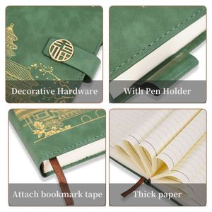 Luxury Business Gift <b>Set</b> Customized Logo A5 Leather <b>Notebook</b> China Hardcover Style with Sewing Binding - Product Image 5