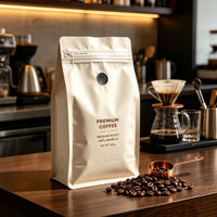 Sachets de café à fond barrière de qualité supérieure, commande à faible MOQ, impression numérique personnalisée, sacs à 8 soudures latérales avec fermeture éclair refermable
