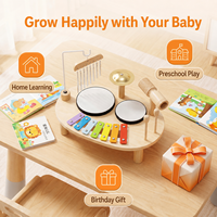 Wooden Musical Instrument Set Montessori Percussion Toy Drum Cymbal Xylophone Chime Rhythm Learning Activity