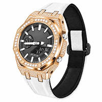 Kit de modification de boîtier de montre en acier inoxydable 316L de 5e génération OEM/ODM, entièrement serti de diamants, avec bracelet en nylon, pour G-Shock GA2100