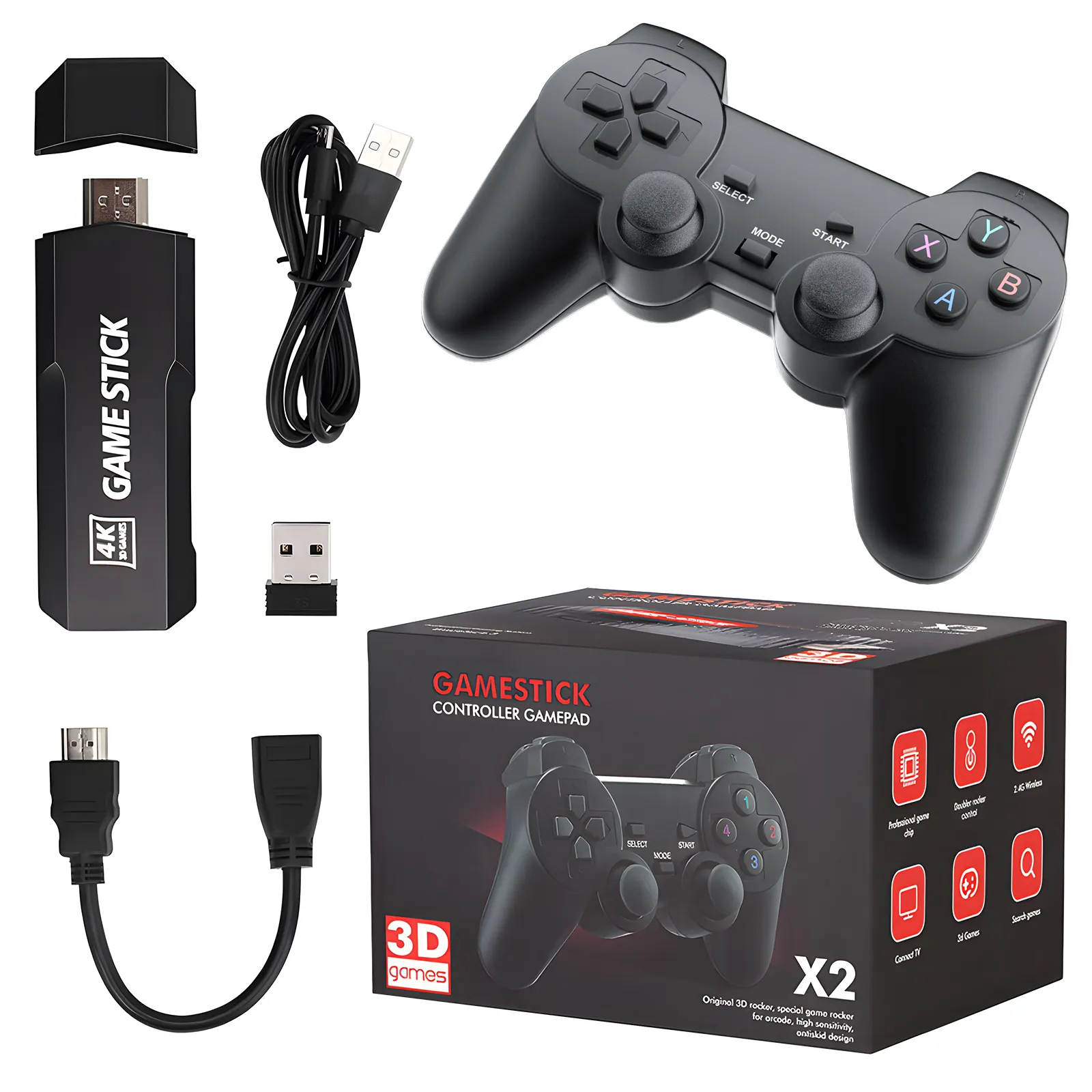 Vente chaude X2 3D bâton de jeu GD10 console de jeu vidéo 4k sortie TV haute définition 128 Go intégré 41000 + consoles de jeu